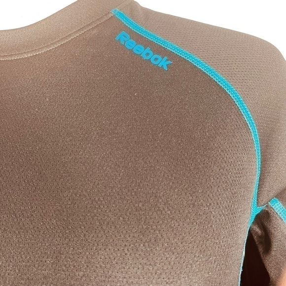Reebok boys training shirt long sleeve play dry black with blue stitching Size L - Picture 7 of 14